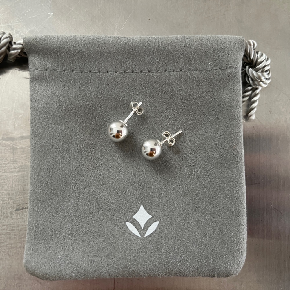 NEW Brilliant Earth Silver Ball Stud Earrings
